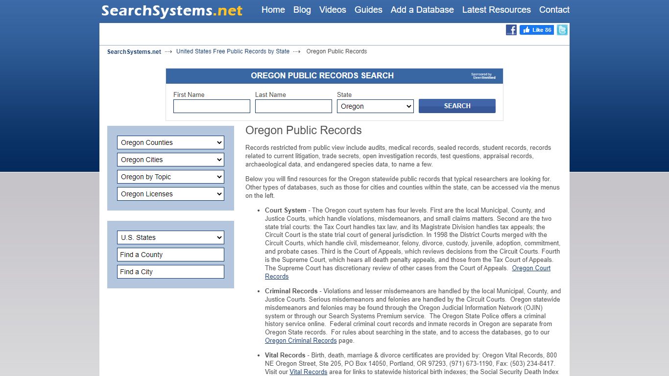 Oregon Public Records Search